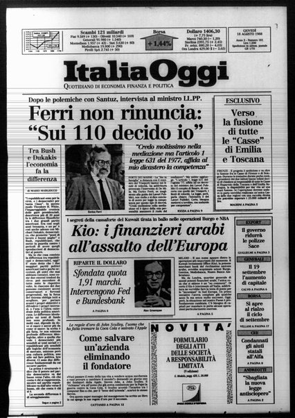 Italia oggi : quotidiano di economia finanza e politica